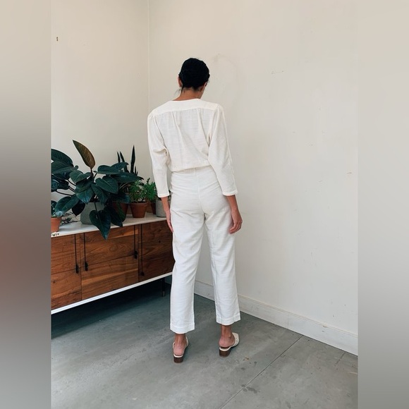 Paloma Wool White Jumpsuit Wrap Alexandria size Small Pockets V Neck - Picture 2 of 12